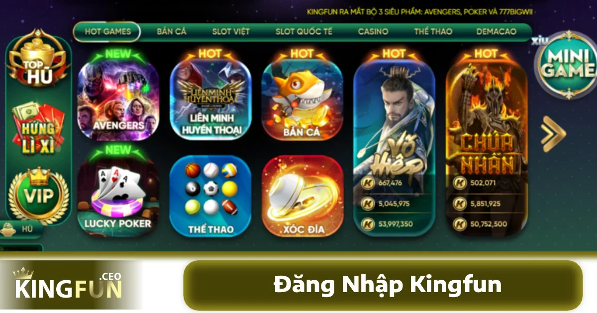 Đăng nhập KINGFUN trên ứng dụng di động